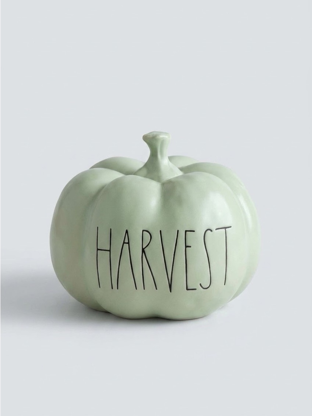 Rae Dunn Sage Green HARVEST Ceramic Pumpkin Tabletop Farmhouse Fall Autumn Decor